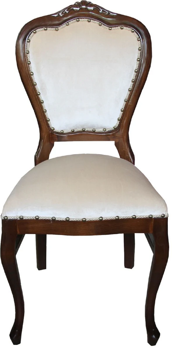 Luxury Baroque dining room set cream / brown 45 x 46 x H. 99 cm - 4 handmade dining chairs - Baroque dining room furniture