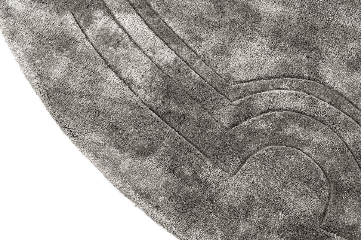 Luxury viscose rug gray Ø 280 cm - handwoven round living room rug - luxury quality