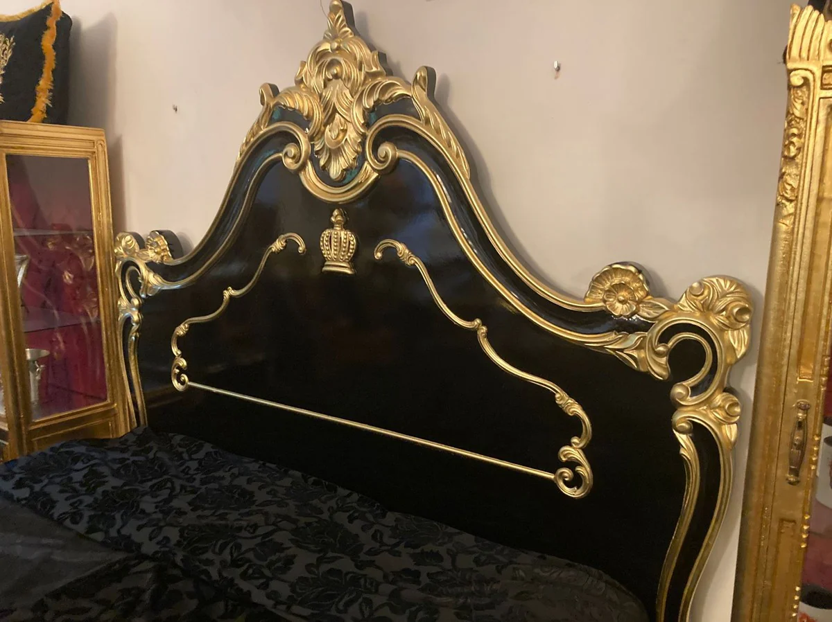 Pompöös by Luxury Baroque Double Bed with Mattress Black / Gold - Pompöös Baroque Bed designed by Harald Glööckler - Bedroom Furniture in Baroque Style - Baroque Furniture - Noble & Magnificent