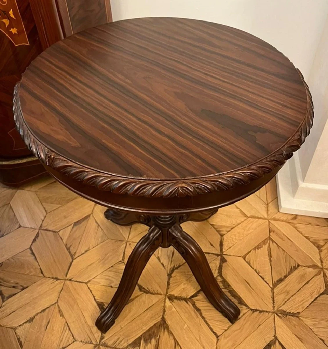 Baroque side table dark brown - handmade solid wood table in baroque style - baroque living room furniture - noble and magnificent