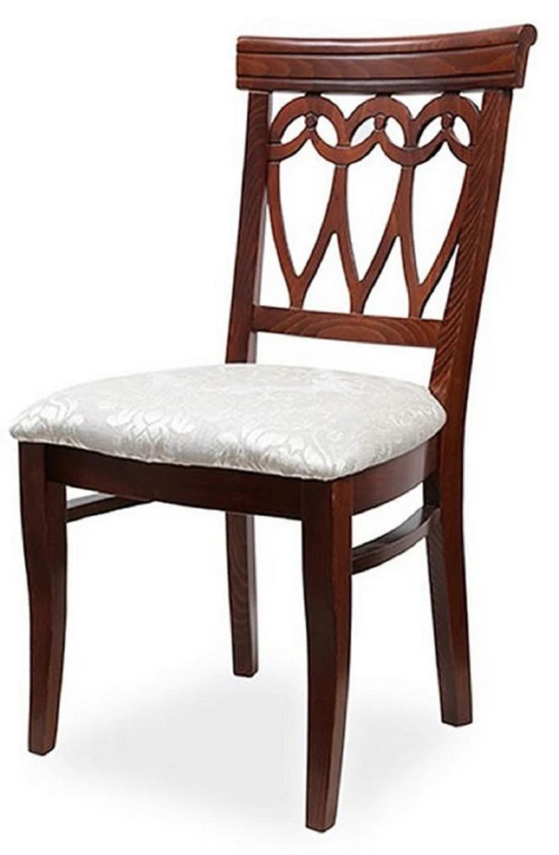 Biedermeier dining room chair set of 4 cream / dark brown 50 x 56 x H. 96 cm - Solid wood kitchen chairs - Solid wood dining room furniture - Biedermeier dining room furniture