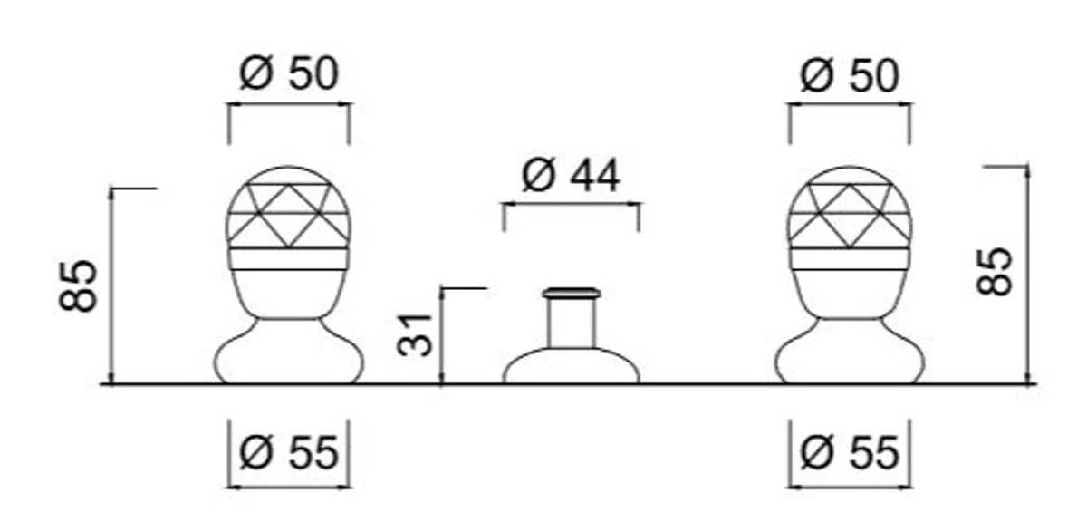 Luxury Bathtub Faucets Bidget Three-Hole Mixer Drain Fitting Silver - Luxury Bathroom Accessories Made in Italy
