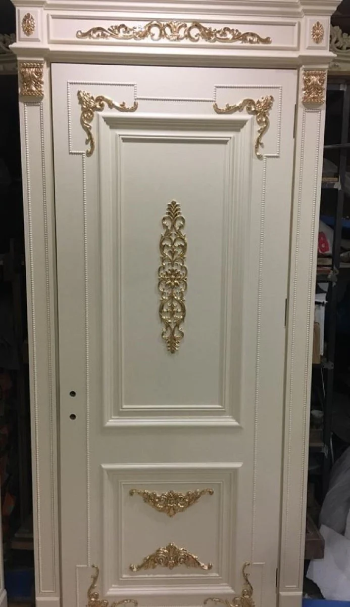 Luxury Baroque apartment door white / gold - Magnificent solid wood door with frame - Luxury furniture in the Baroque style - Hotel furniture - Baroque furniture - Baroque furnishings - Noble & magnificent