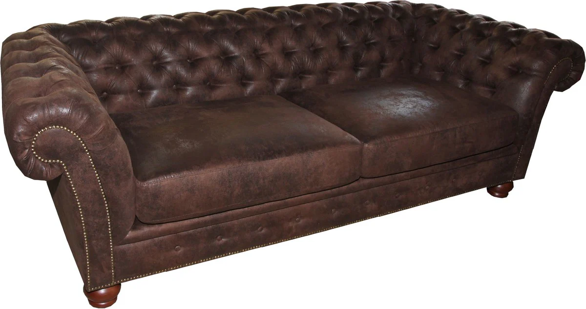 Limited Edition Designer Chesterfield 3-er Sofa Braun B 226 cm - Club Möbel