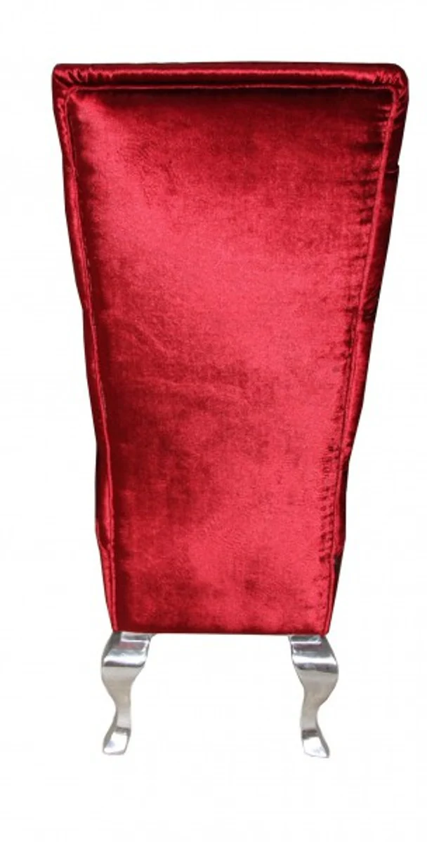 Baroque Dining Room Chair Bordeaux / Silver - Designer Chair - Luxury Quality High-Back Chair