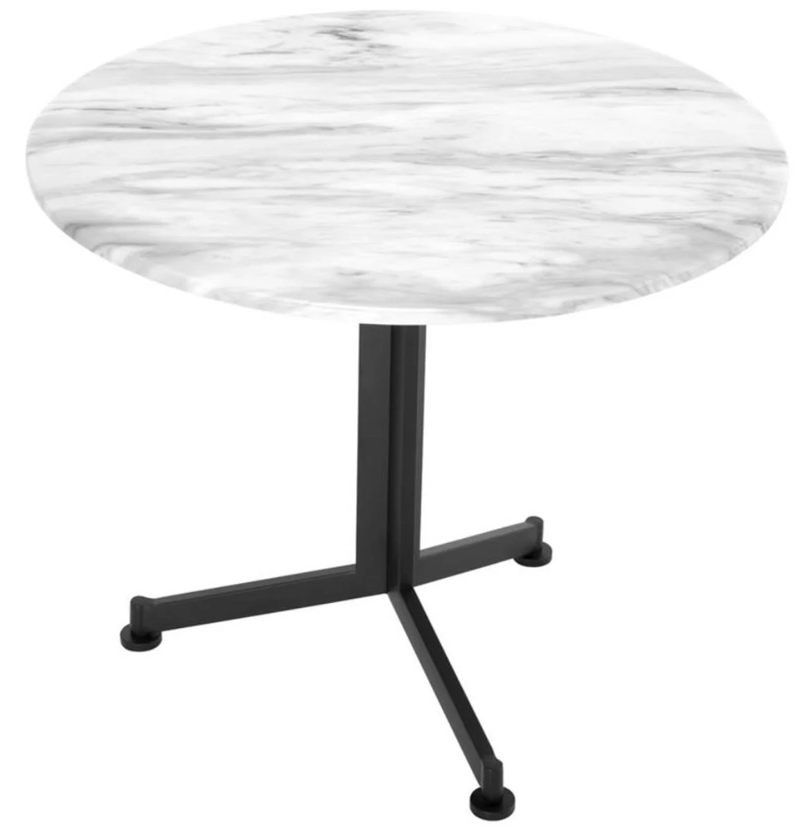 Luxury side table white / black Ø 65 x H. 54 cm - living room furniture
