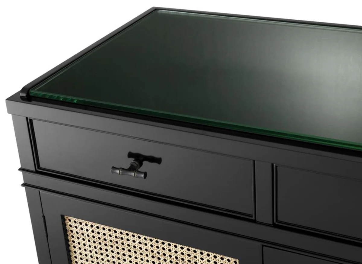 Luxury chest of drawers black / natural colors 200 x 56 x H. 92.5 cm - Limited Edition