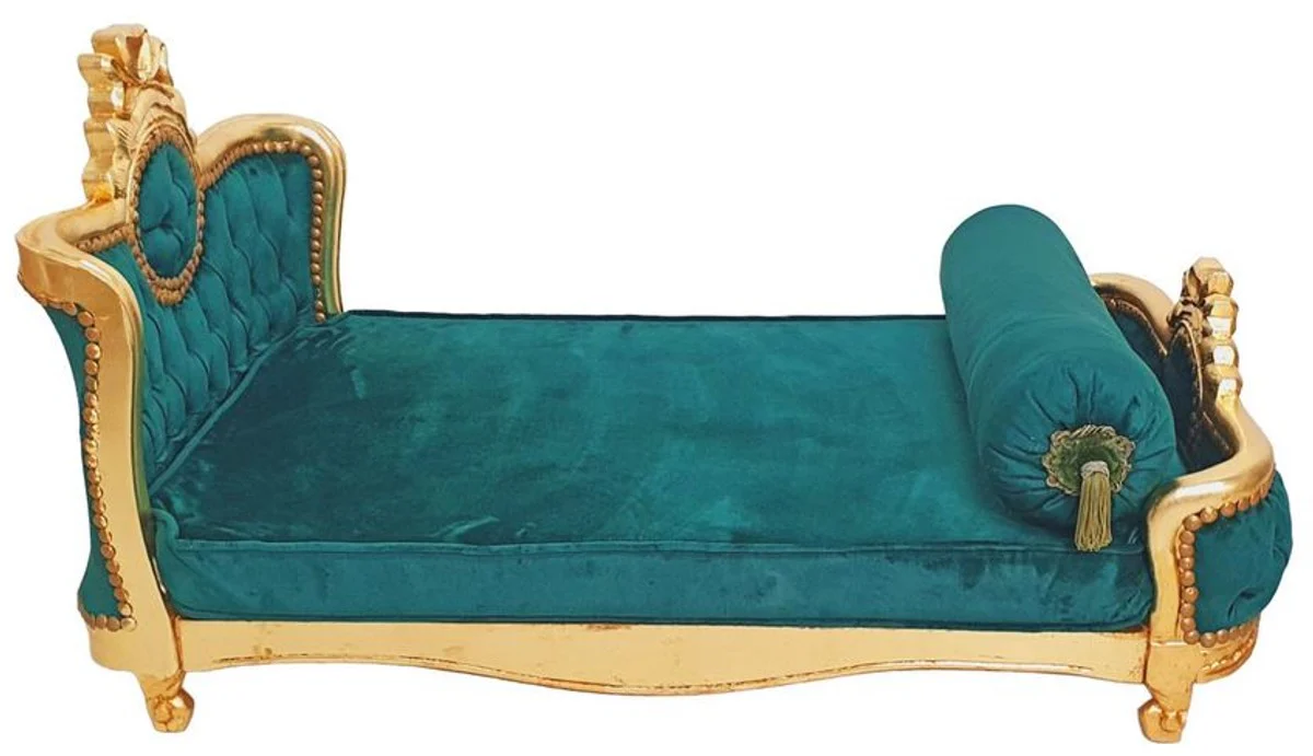 Baroque Dog Bed Green / Antique Gold - Handmade Antique Style Dog Bed - Magnificent Dog Furniture in Baroque Style - Antique Style Animal Furniture - Baroque Animal Furniture
