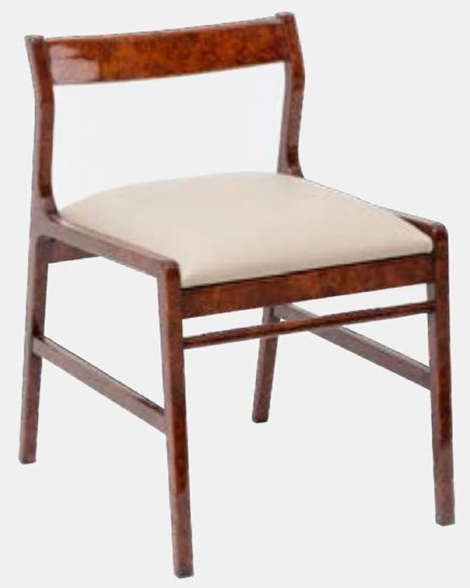 Luxury dining room chair set of 6 brown / cream 50 x 67 x H. 77 cm - Luxury solid wood kitchen chairs - Dining room furniture - Kitchen furniture - Luxury furniture - Luxury dining room furnishings