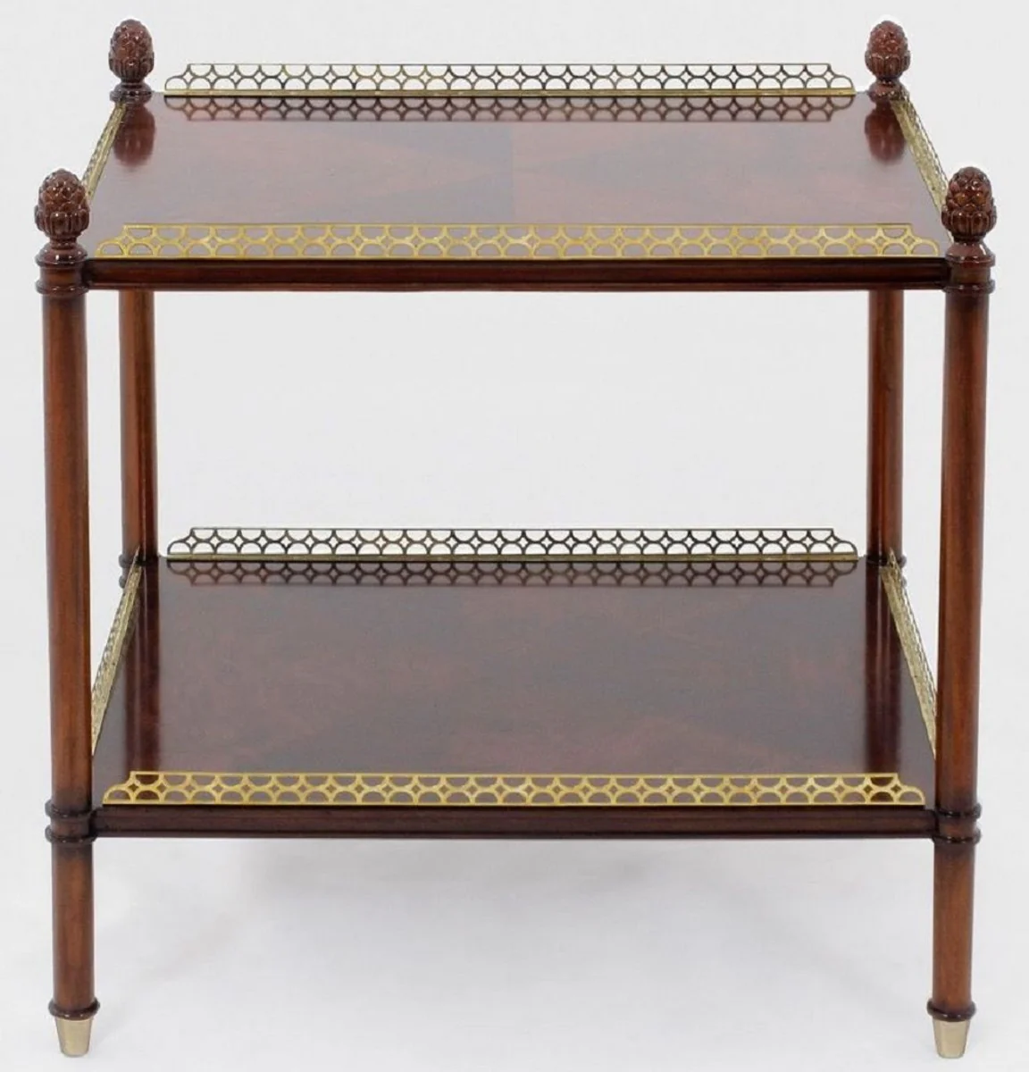 Luxury Art Nouveau side table brown / gold / brass 69 x 57 x H. 71 cm - Noble mahogany table - Living room furniture - Luxury quality