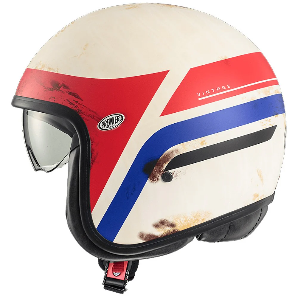CASCO JET PREMIER ROCKER ON 1 BM BLANCO / AZUL / ROJO