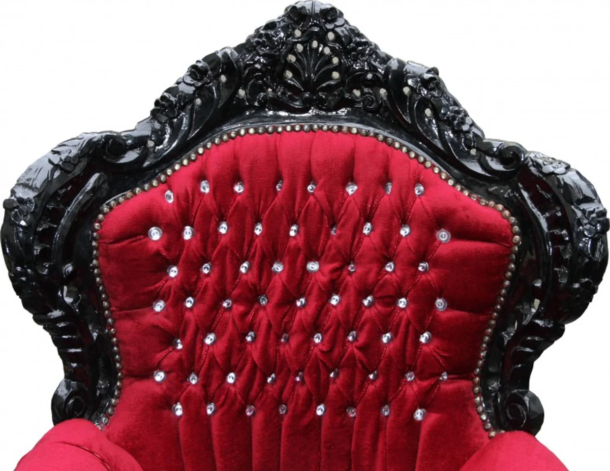 Baroque armchair King Bordeaux / Black with Bling Bling glitter stones - Limited Edition