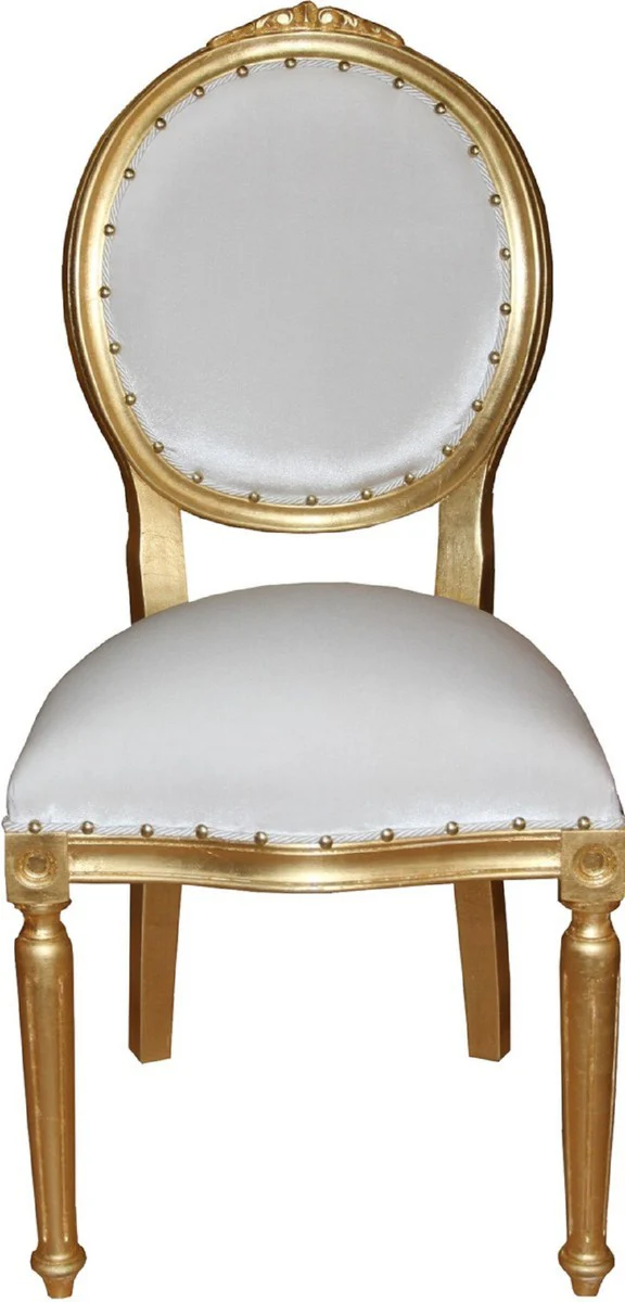 Luxury Baroque dining room set medallion white / gold 50 x 52 x H. 99 cm - 4 handmade dining room chairs - Baroque dining room furniture