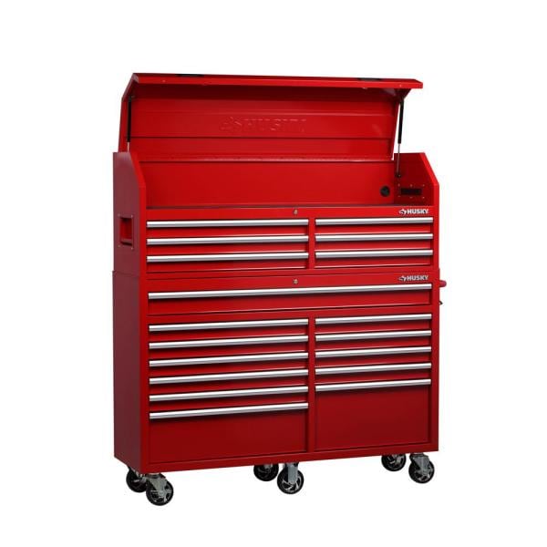 61 IN. W 18-DRAWER COMBINATION TOOL CHEST AND ROLLING CABINET SET IN GLOSS RED