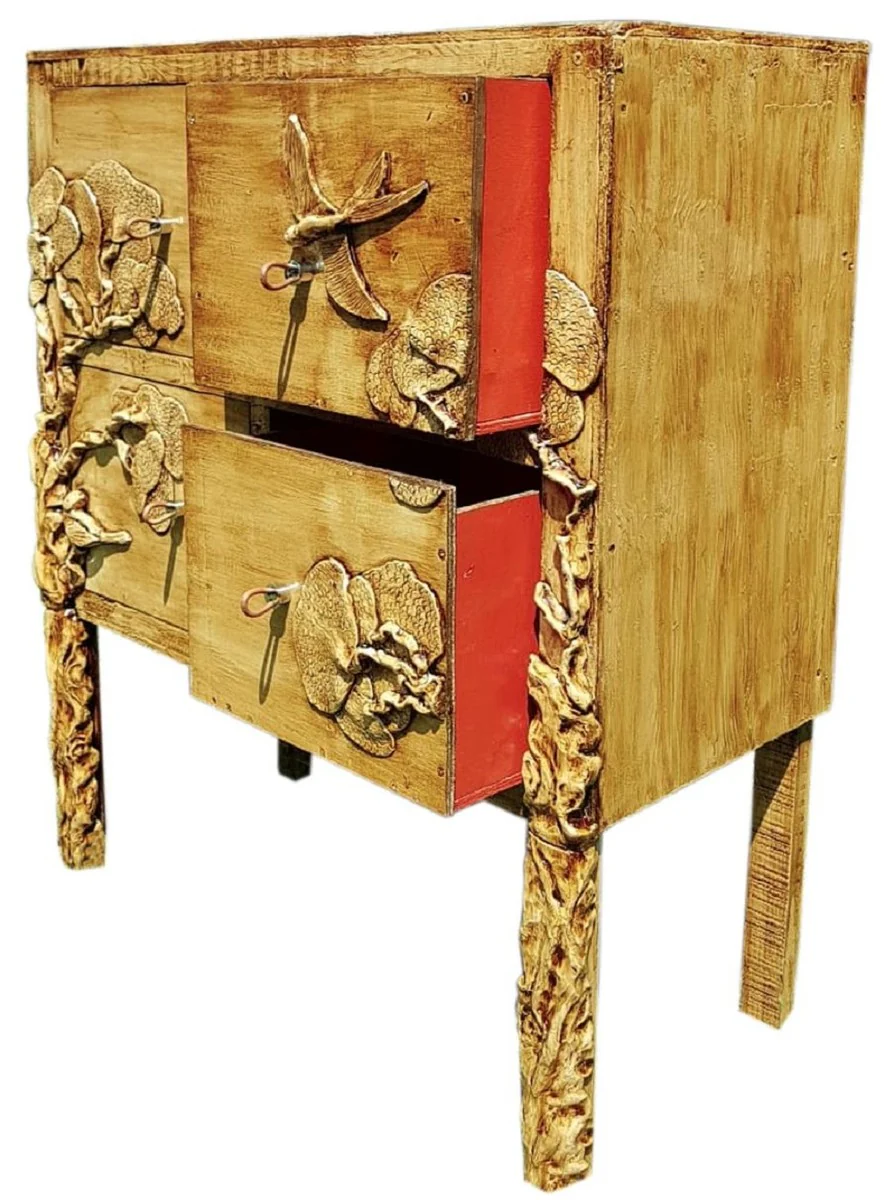 Luxury country house style chest of drawers antique natural colors - handmade solid wood cabinet with 4 drawers - country house style furniture