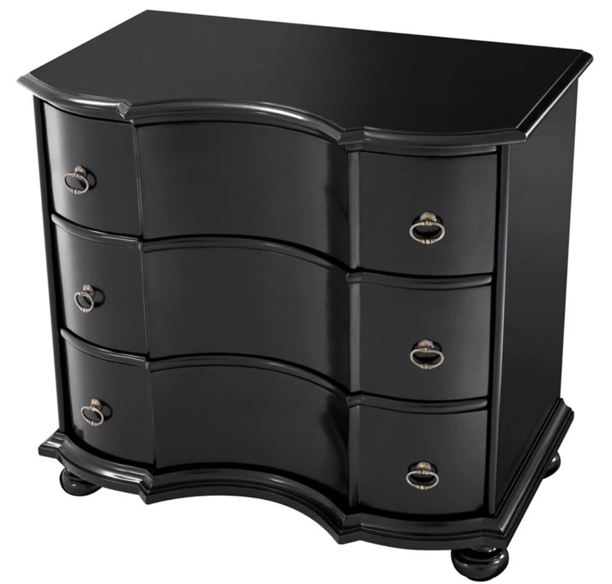 Luxury chest of drawers with 3 drawers black / antique brass 94 x 60 x H. 87 cm - luxury quality