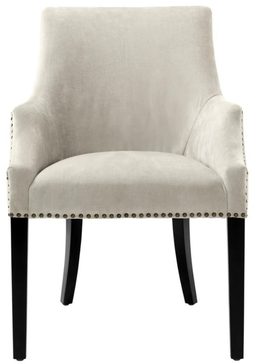 Luxury dining room chair with armrests sand / black 60 x 71 x H. 92 cm - Dining room furniture
