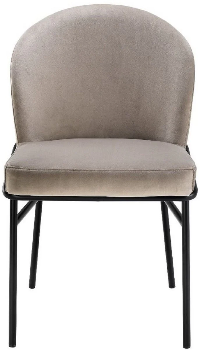 Luxury dining room chairs greige / black 49 x 56 x H. 82 cm - kitchen chairs with elegant velvet fabric - dining room set