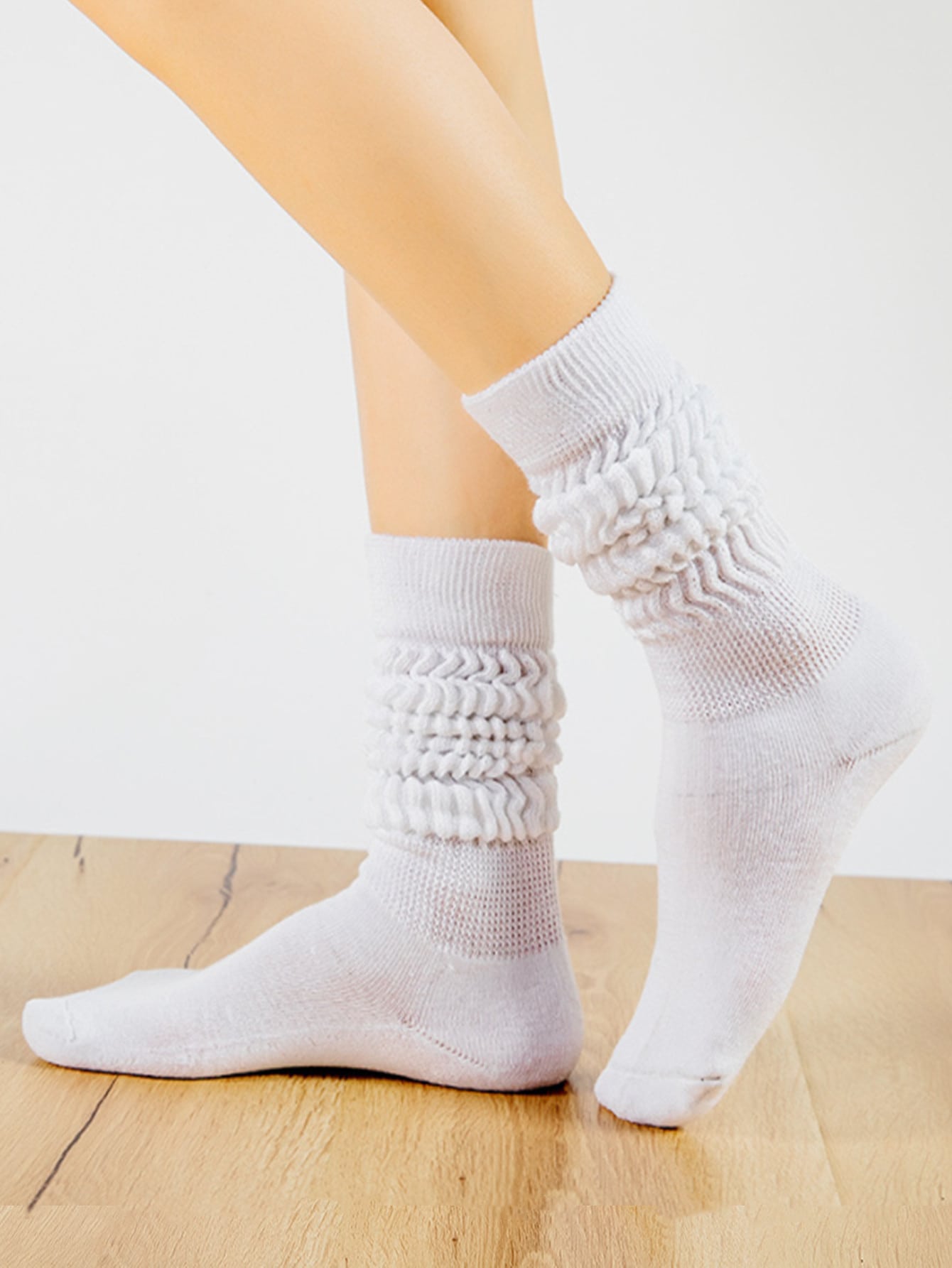 1pair Solid Crew Socks