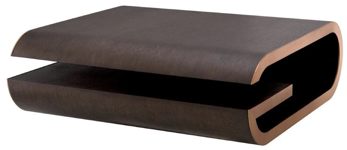 Luxury coffee table mocha / brass 100 x 100 x H. 33 cm - designer living room table - living room furniture - luxury furniture - designer furniture - luxury furnishings - designer furnishings