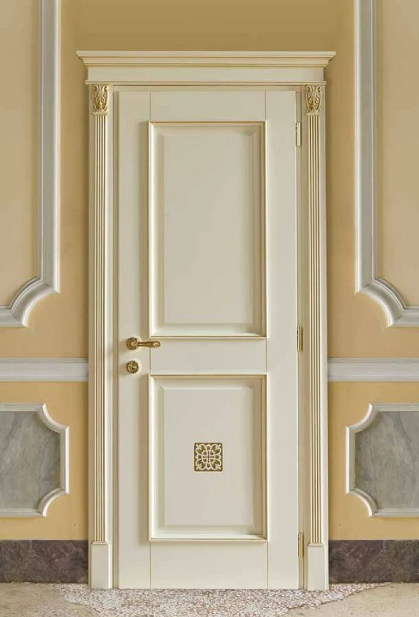 Luxury Baroque apartment door cream / gold - Magnificent solid wood door with frame - Luxury furniture in Baroque style - Hotel furniture - Baroque furniture - Made in Italy - Luxury quality