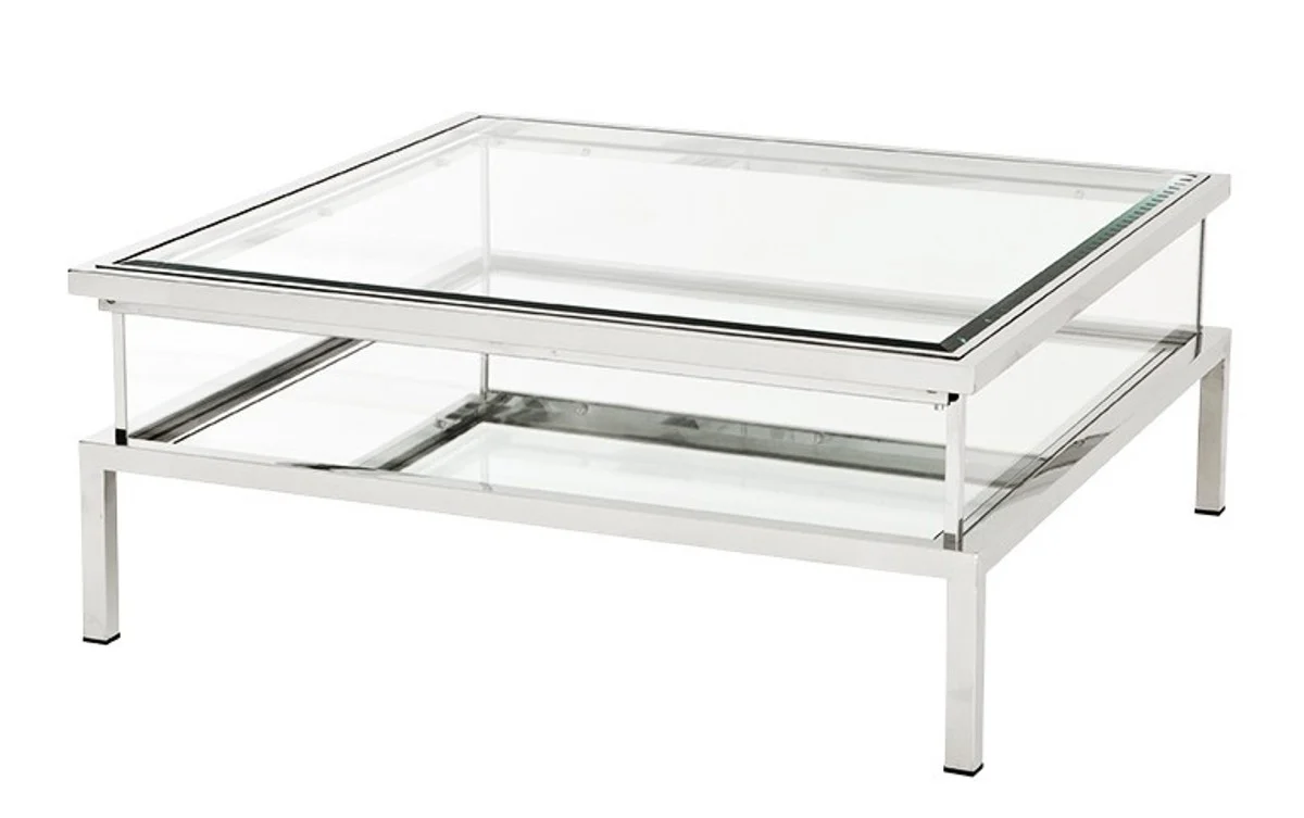 Luxury Art Deco designer coffee table polished stainless steel with mirror glass - luxury collection