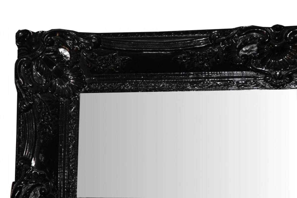 Baroque wall mirror black piano lacquer - noble & magnificent