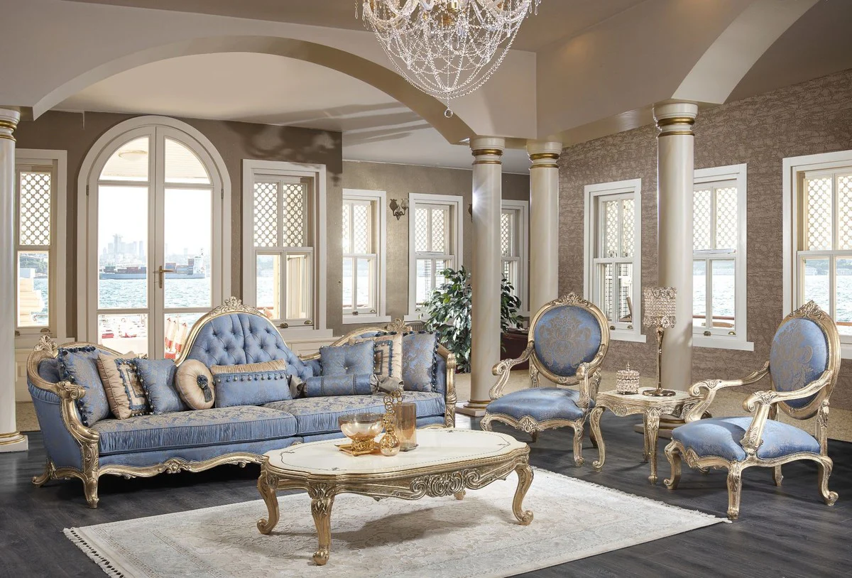 Luxury baroque side table white / antique gold 61 x 61 x H. 54 cm - magnificent solid wood table in baroque style - baroque living room furniture