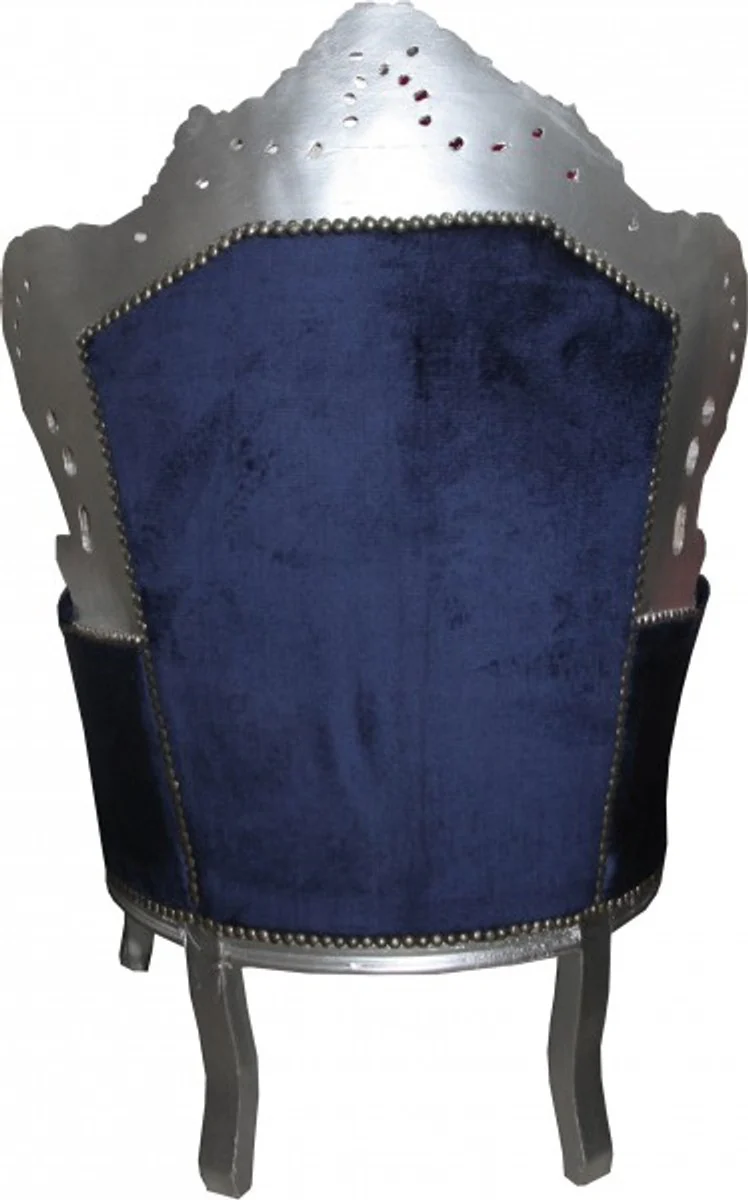 Baroque armchair King royal blue/silver furniture antique style