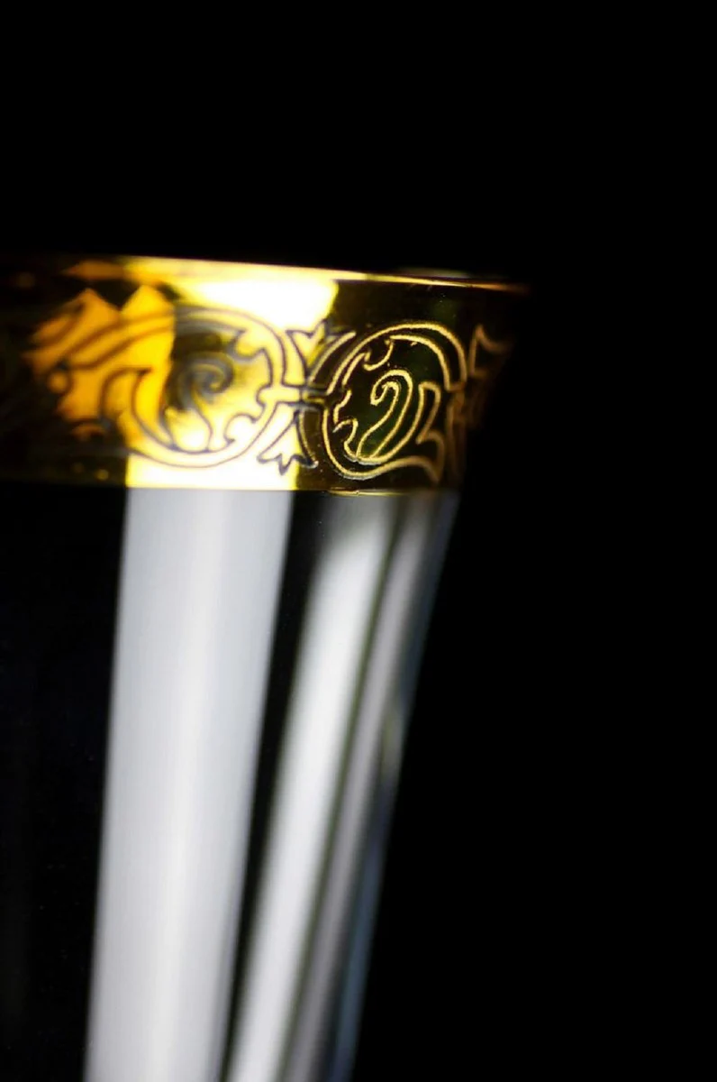 Luxury Baroque wine glass set of 6 gold Ø 8 x H. 20 cm - handmade and hand-engraved wine glasses - hotel & restaurant accessories - luxury quality