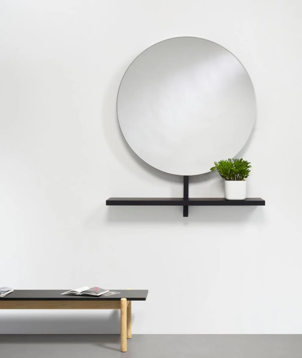Luxury mirror / wall mirror with shelf black 100 x 20 x H. 115 cm - luxury furniture