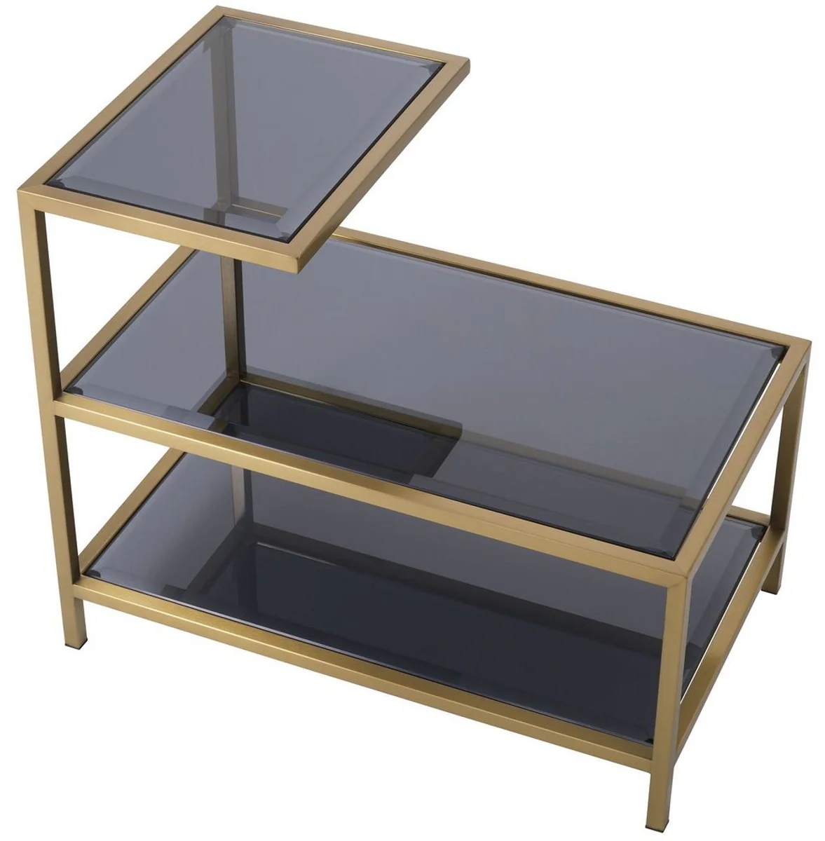 Luxury side table brass / gray 70 x 42 x H. 60 cm - stainless steel table with tinted glass tops - luxury living room furniture