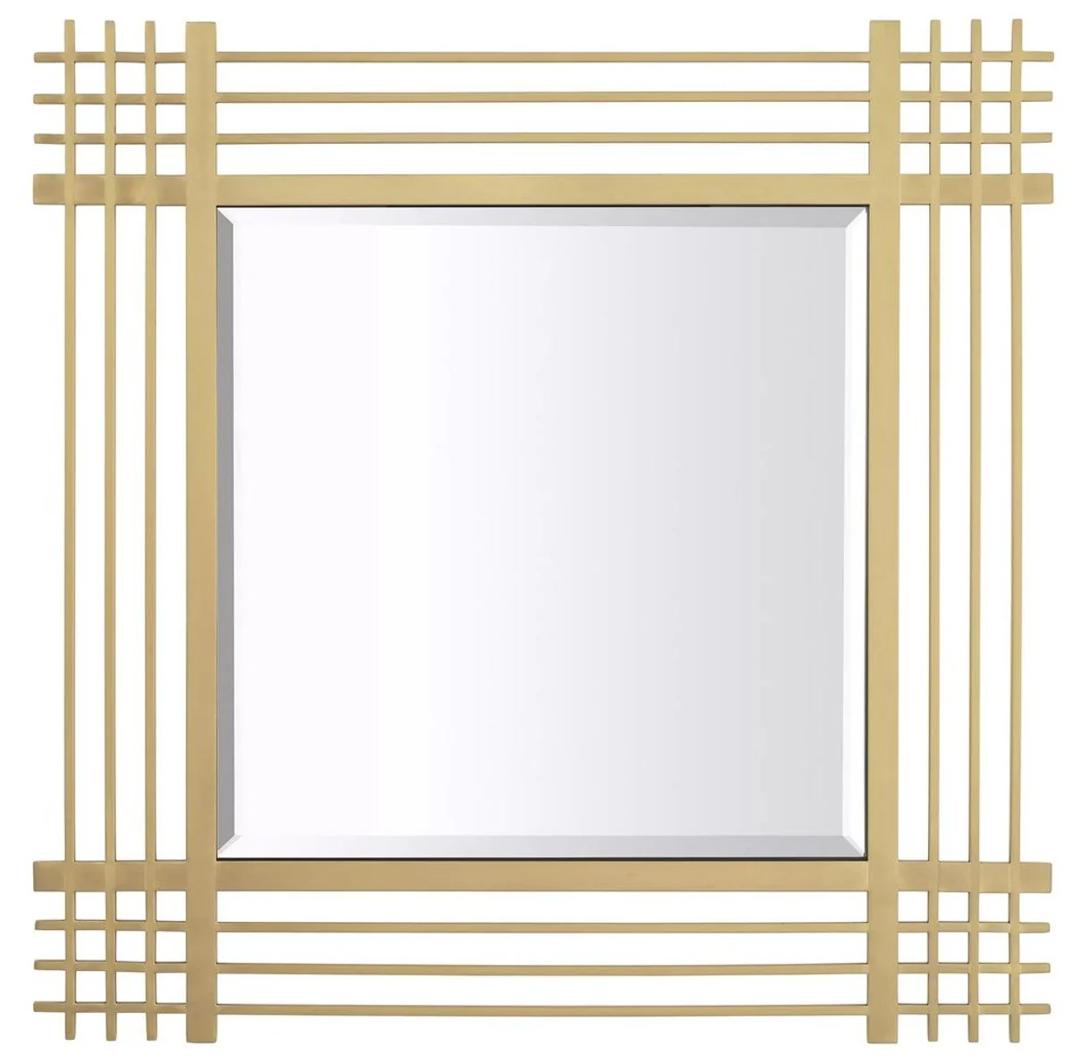 Luxury stainless steel wall mirror brass colored 100 x 3 x H. 100 cm - living room mirror - bedroom mirror - cloakroom mirror - luxury furniture