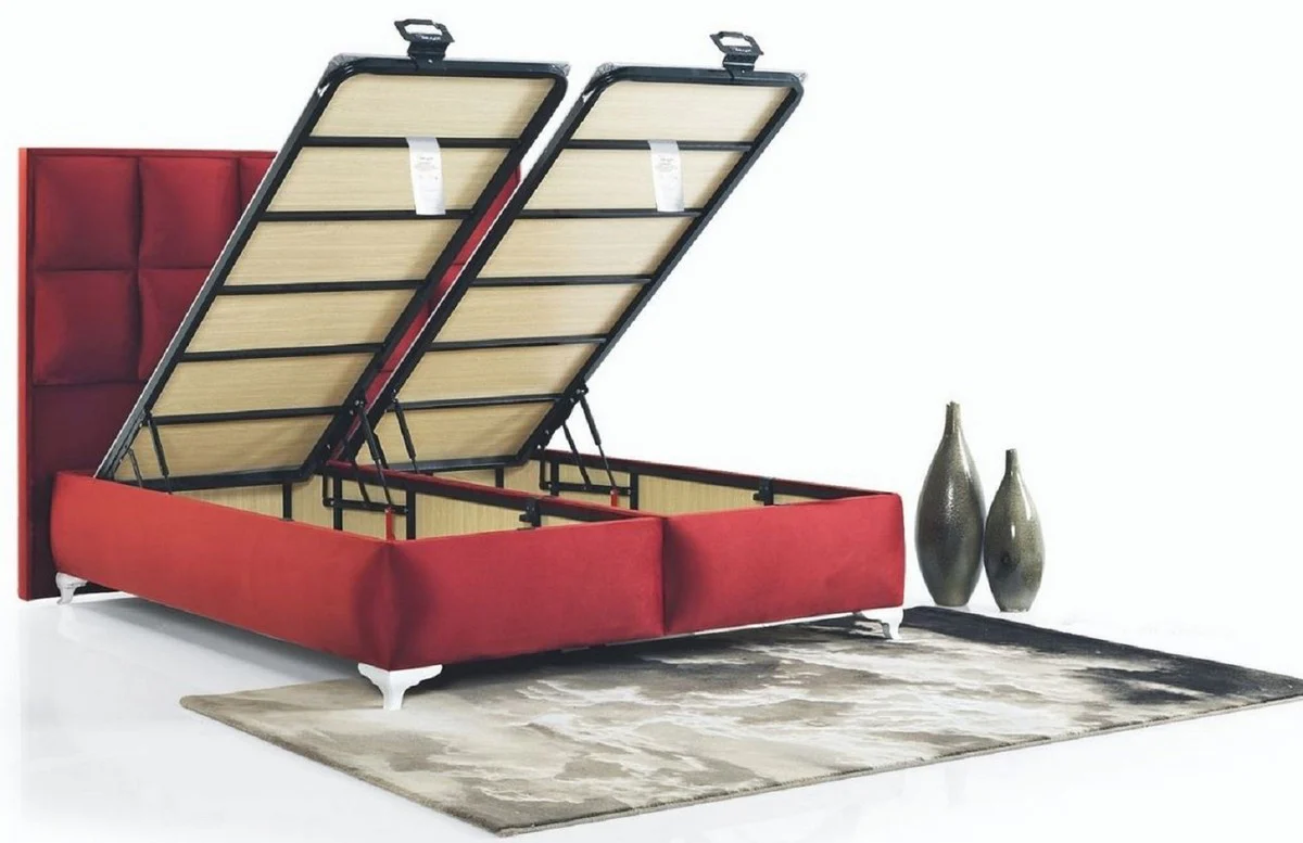 Luxury double bed Bordeaux red / white - Modern solid wood bed - Modern bedroom & hotel furniture - Luxury collection