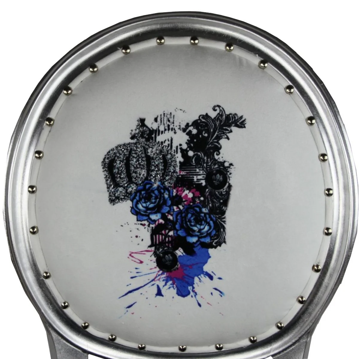 Pompöös by Luxury Baroque Dining Room Chair Black / White / Silver - Pompööser Baroque Chair designed by Harald Glööckler