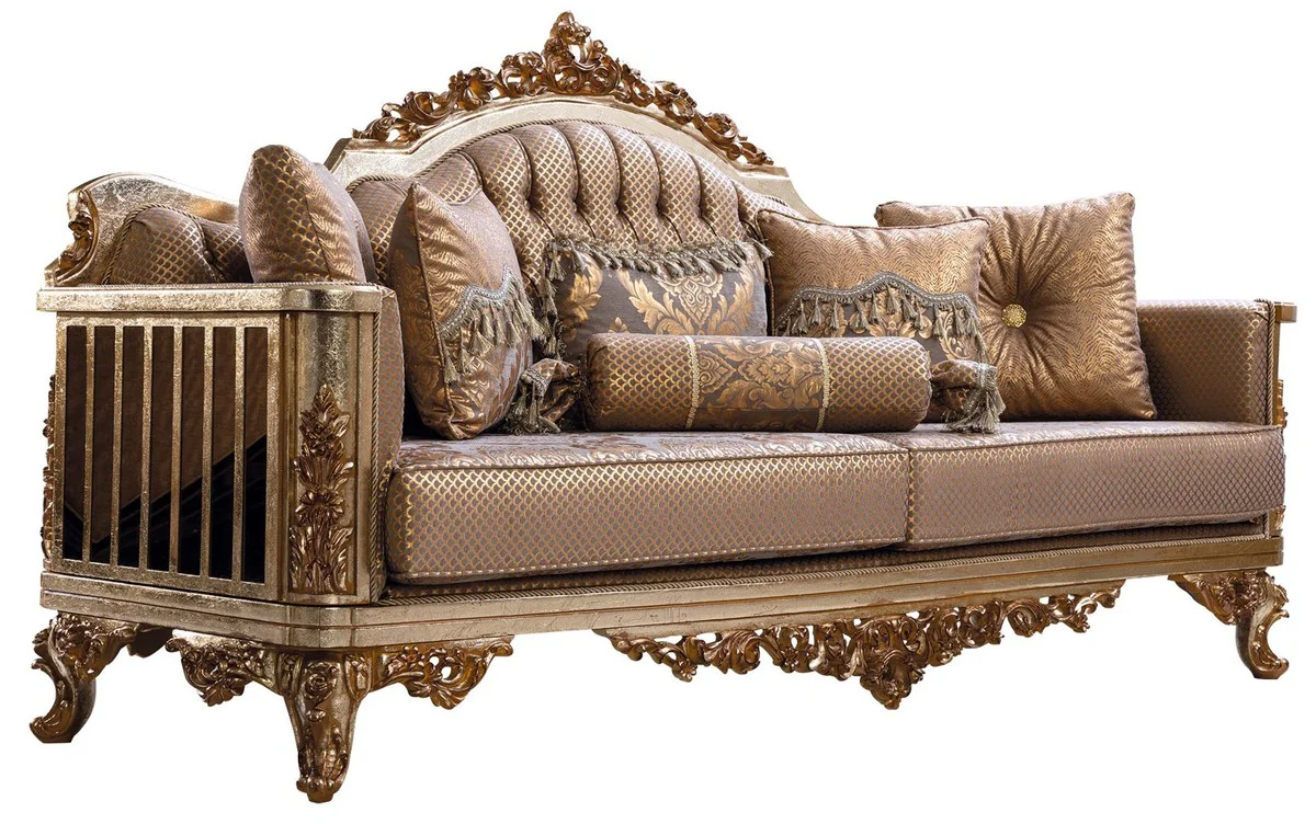 Luxury Baroque Living Room Set Copper / Antique Silver / Gold - 2 Baroque Sofas & 2 Baroque Armchairs & 1 Baroque Coffee Table - Luxury Living Room Furniture in Baroque Style - Baroque Furniture