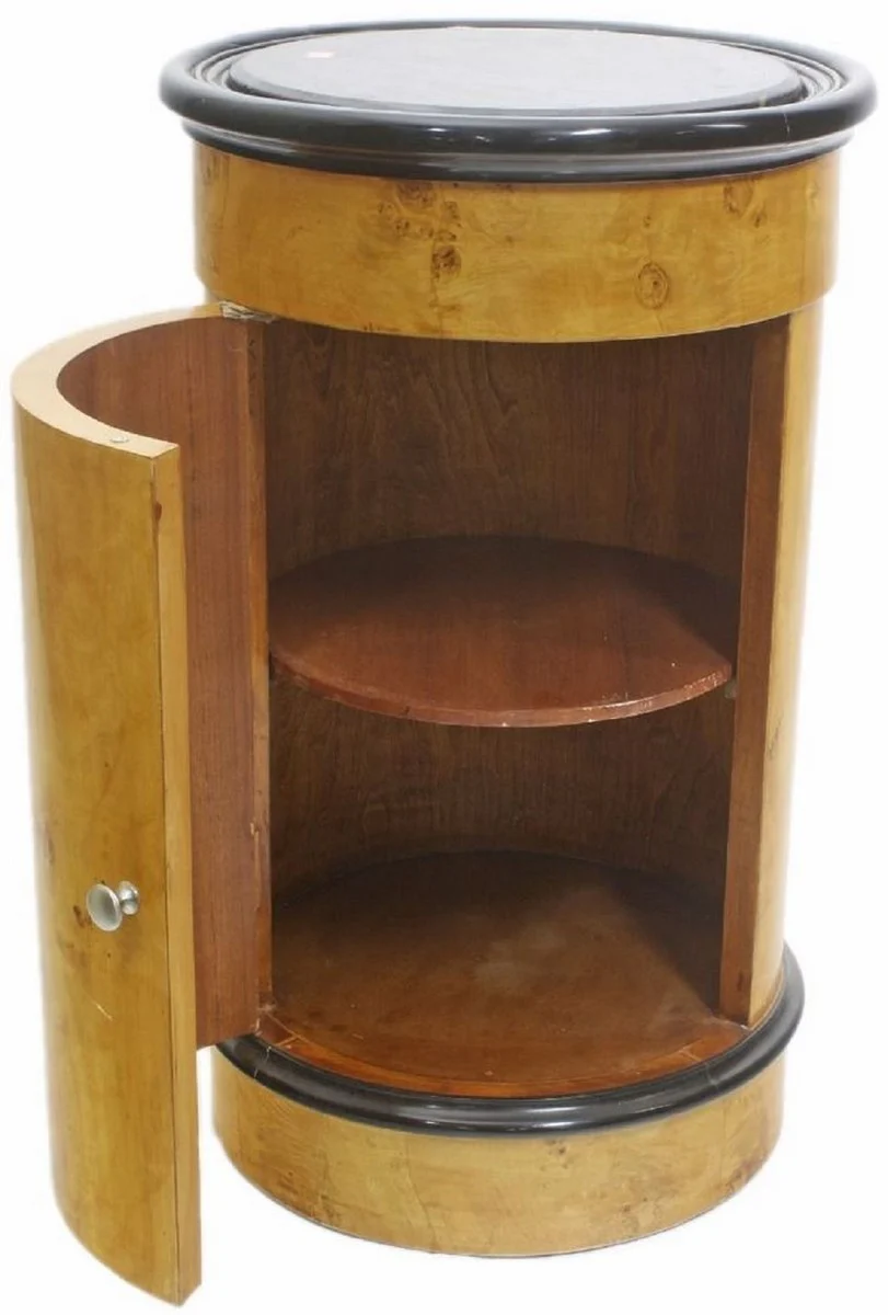 Art Deco bar cabinet bird's eye maple light brown / black Ø 45 x H. 75 cm - Art Deco bar furniture