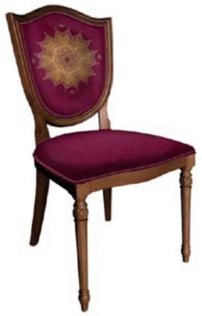 Art Deco Dining Chair Set Purple / Brown - 6 Handmade Art Deco Kitchen Chairs - Art Deco Dining Room Furniture