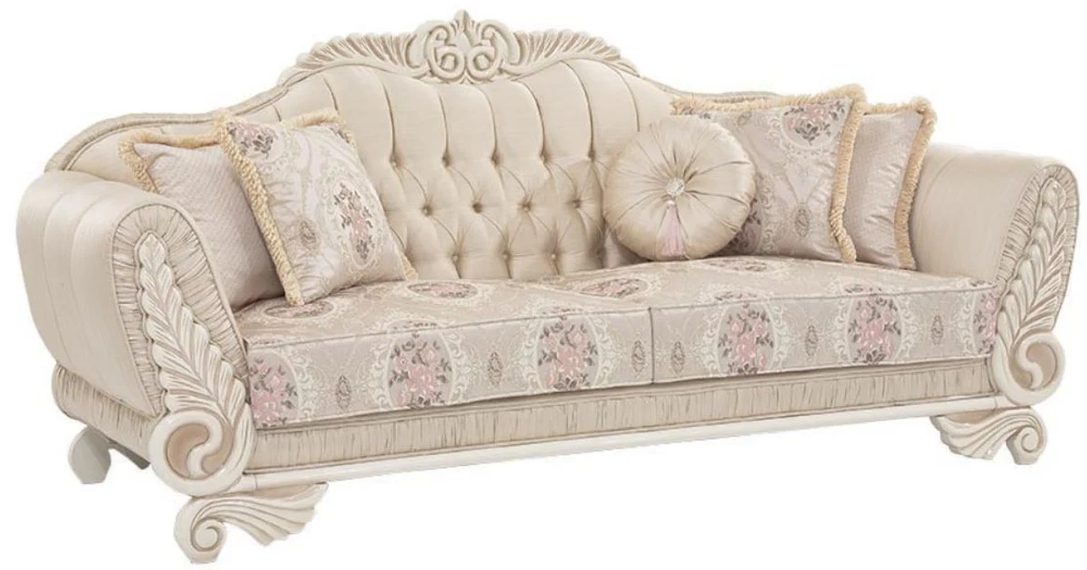 Luxury Baroque Living Room Set Beige / Cream / Pink - 2 Sofas & 2 Armchairs - Living Room Furniture in Baroque Style - Noble & Magnificent