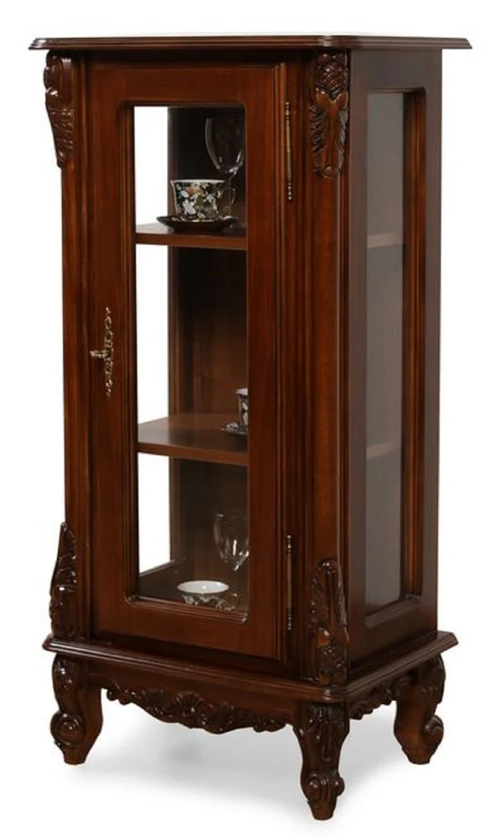 Luxury baroque display cabinet dark brown - magnificent solid wood display cabinet with glass door - handmade baroque furniture - noble and magnificent