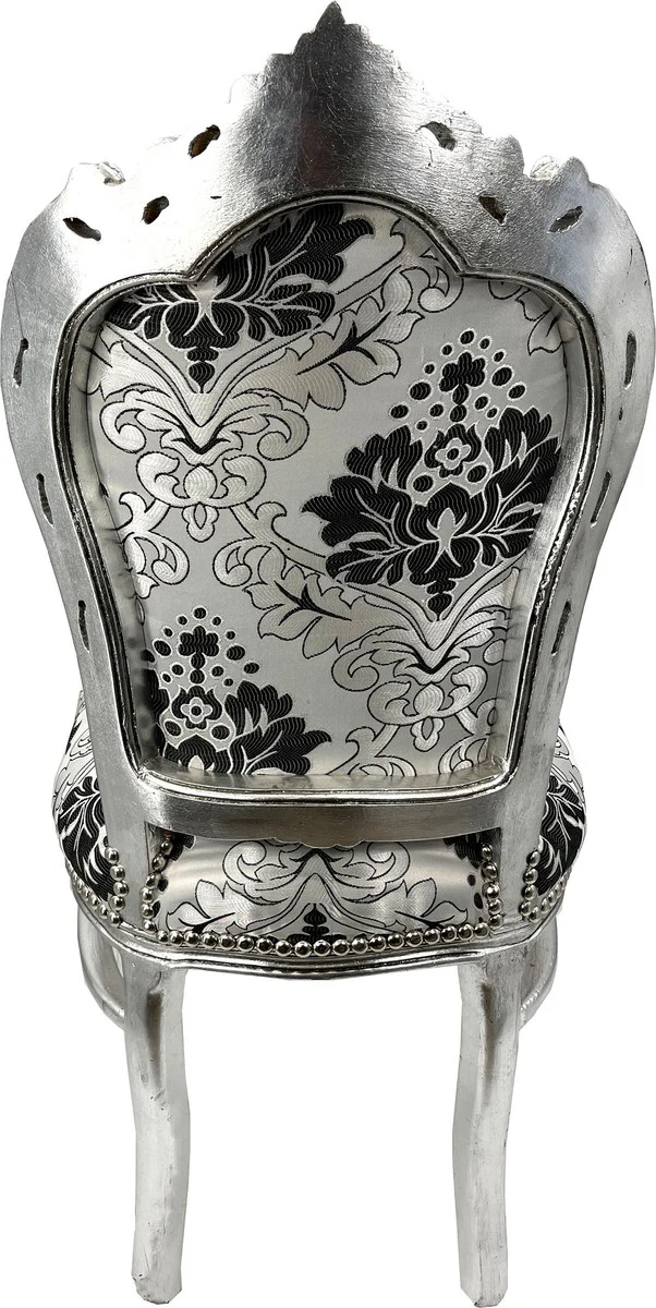 Baroque Dining Room Chair Silver Pattern / Silver - Handmade Antique Style Chair with Elegant Pattern - Dining Room Furniture in Baroque Style - Baroque Furniture