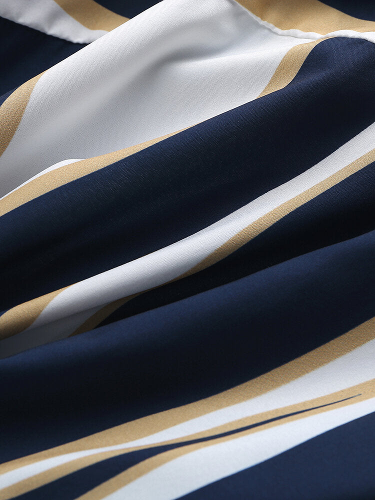 Wave Stripes Lapel Shirts