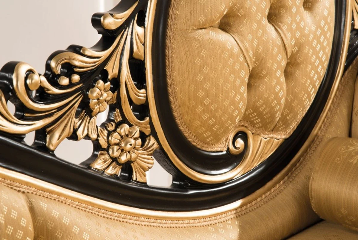 Luxury Baroque Living Room Sofa Gold / Black 170 x 70 x H. 100 cm - Baroque Style Living Room Furniture - Noble & Magnificent