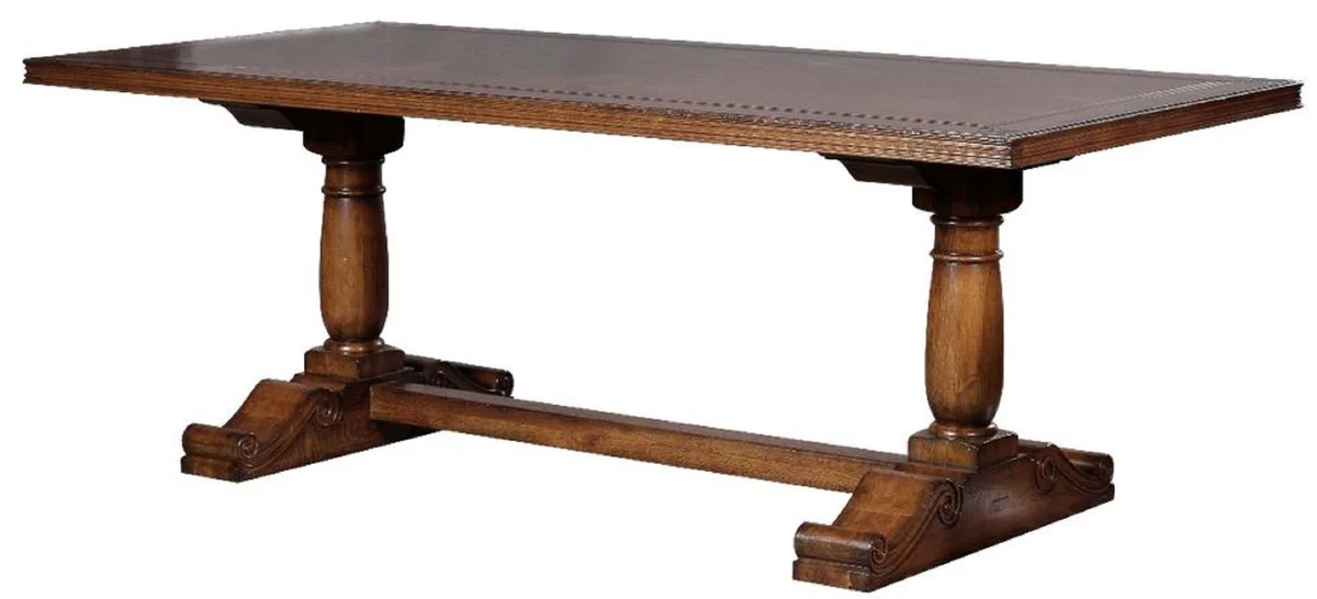 Luxury country house style dining table brown 210 x 102 x H. 77 cm - Rustic solid wood kitchen table - Rustic country house style solid wood dining room furniture