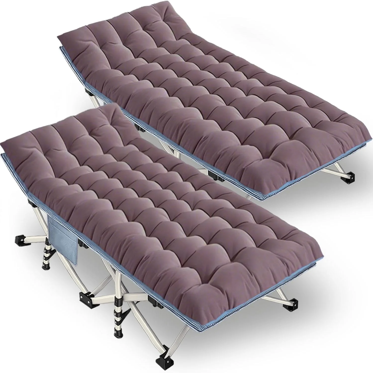 2 Pack Camping Cot with Mattress Comfortable Sleeping Cot Camping Cots for Adults 2 Person Folding Cot Heavy Duty Cots for Sleeping with Carry Bag Outdoor Indoor Home Vacation