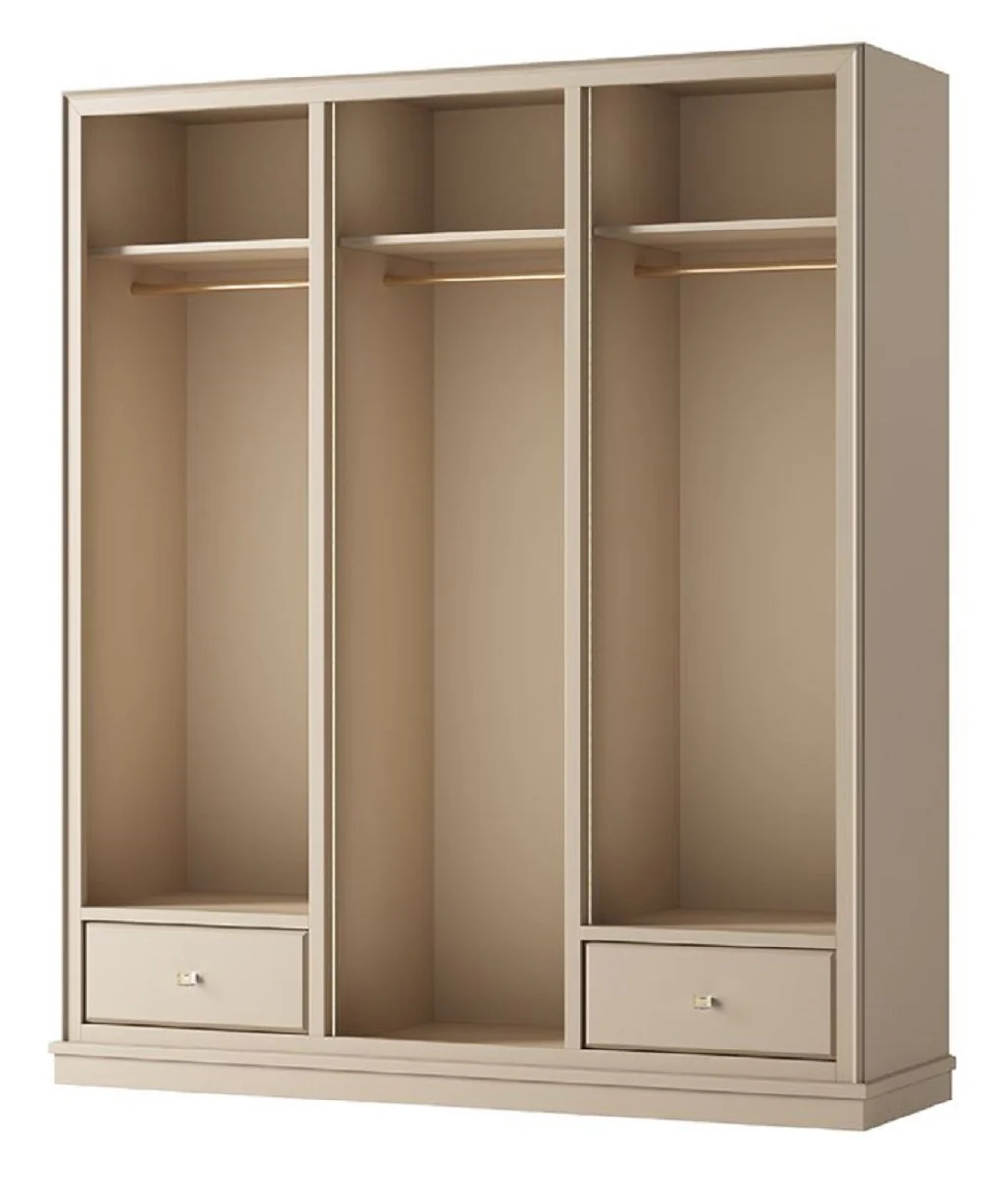 Luxury wardrobe beige 200 x 60 x H. 200 cm - Open bedroom wardrobe - Bedroom furniture - Hotel furniture - Bedroom furnishings - Luxury furniture - Luxury furnishings