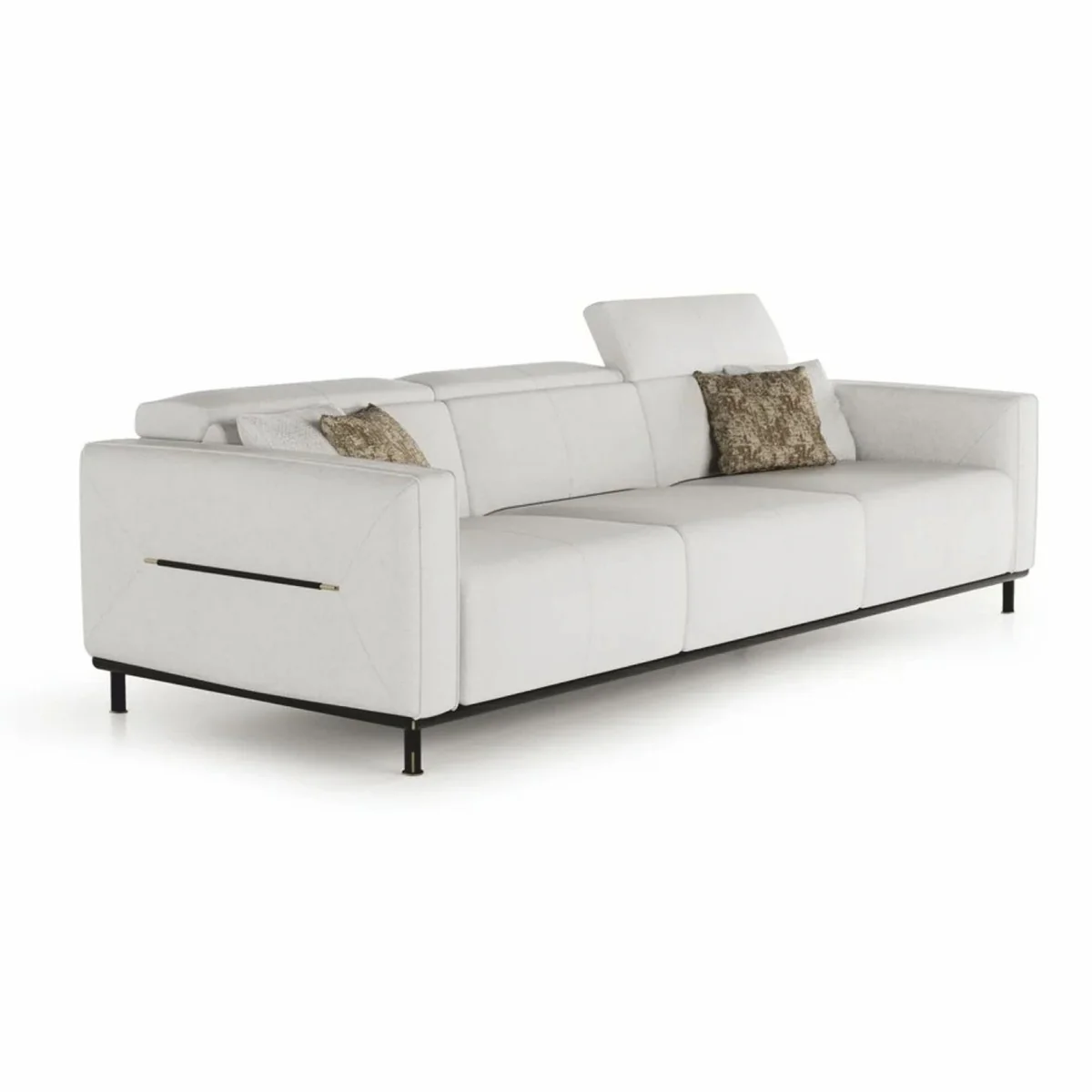 Luxury Living Room & Hotel Sofa Light Gray / Black / Brass 260 cm - Luxury Furniture