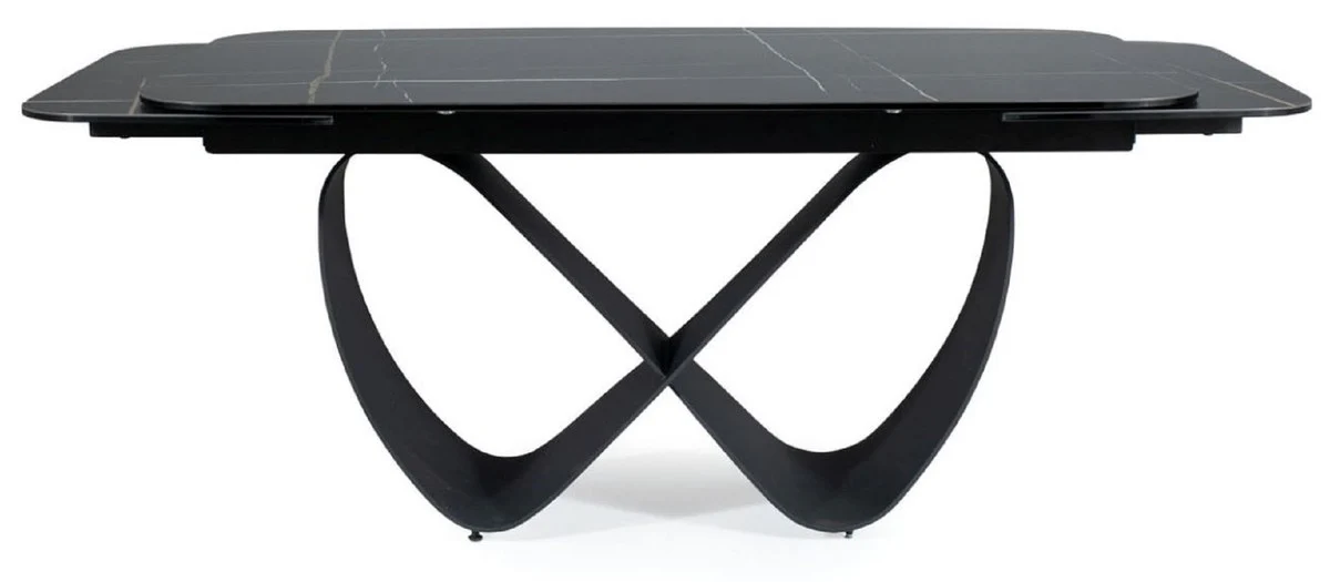 Luxury dining table black / matt black 160-240 x 95 x H. 76 cm - Extendable kitchen table with tempered glass ceramic table top - Dining room furniture - Luxury furniture