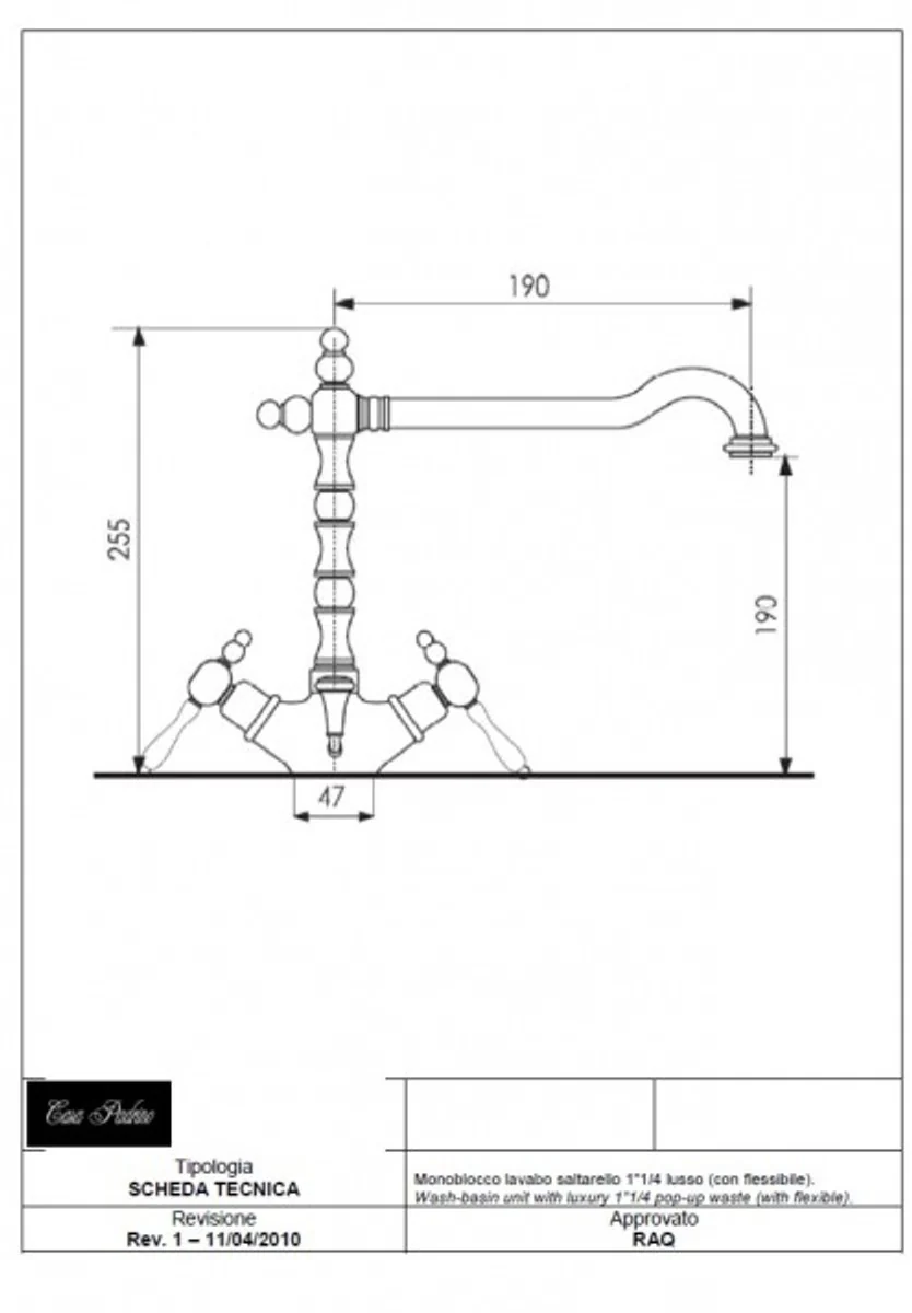 Luxury bathroom accessories - Art Nouveau retro washbasin tap washbasin chrome / teak series Milano - Made in Italy