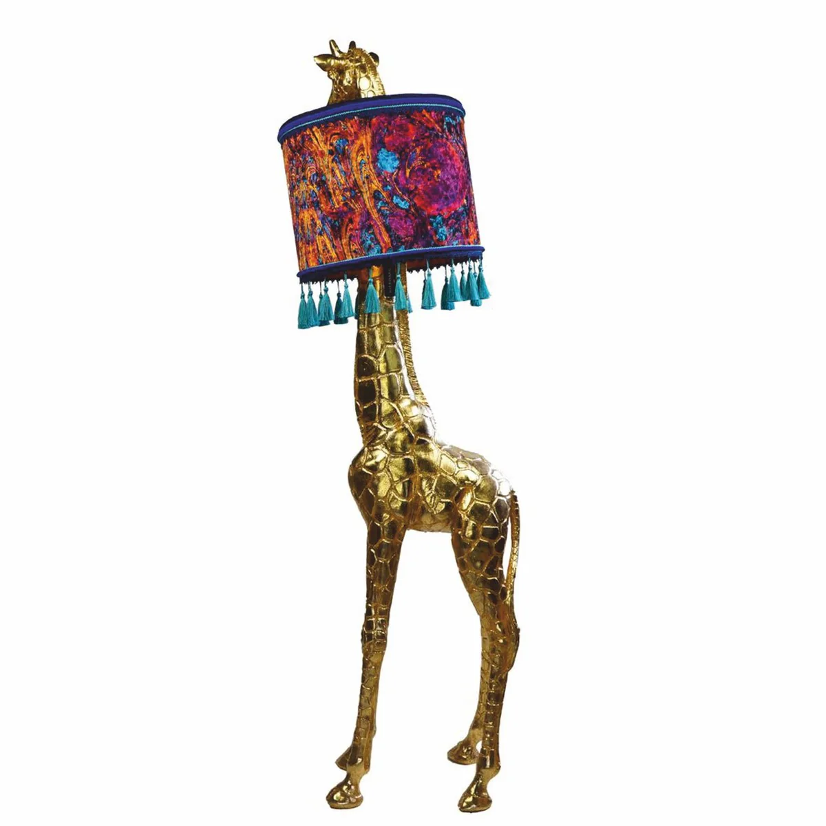 Luxury floor lamp Giraffe with lampshade gold / colorful H. 171 cm